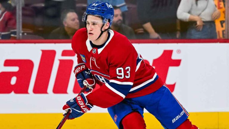 Canadiens-right-wing-Ivan-Demidov-skates-with-a-puck