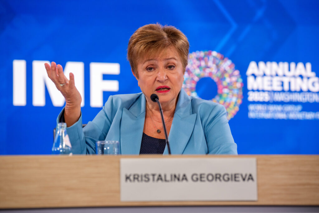 IMF Managing Director Kristalina Georgieva Speaks At Press Conference During Annual Meeting